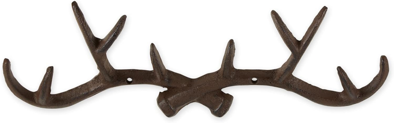 Cast Iron Antler Wall Hook, Brown