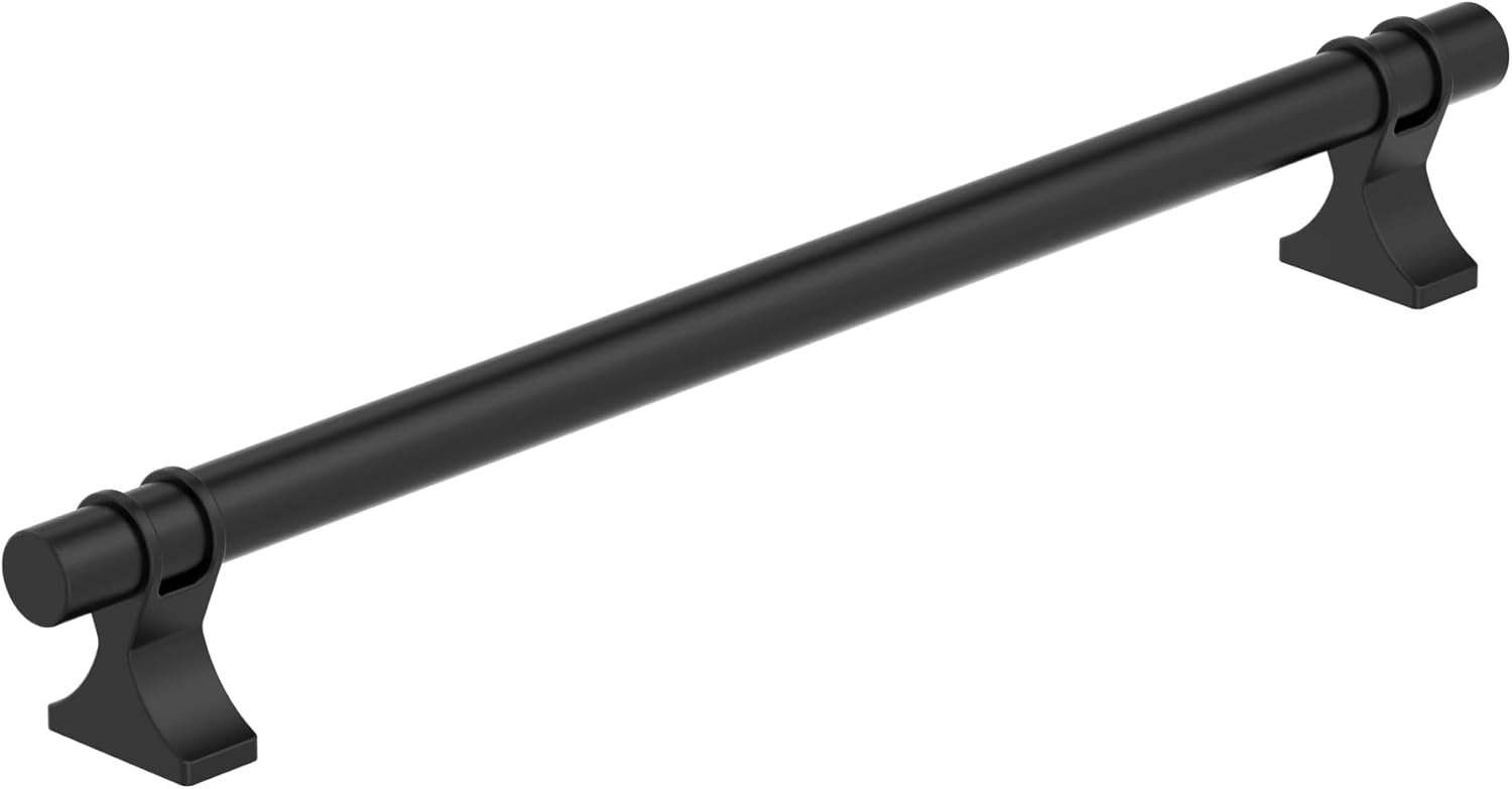 Amerock Davenport 8-13/16 inch (224mm) Center-to-Center Matte Black Cabinet Pull