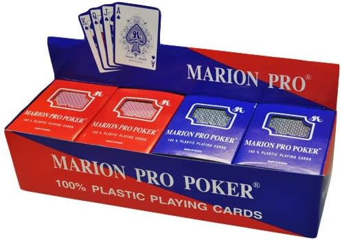 Box of 12 Decks of 100% Plastic Marion Pro Poker Playing Cards - Regular Index