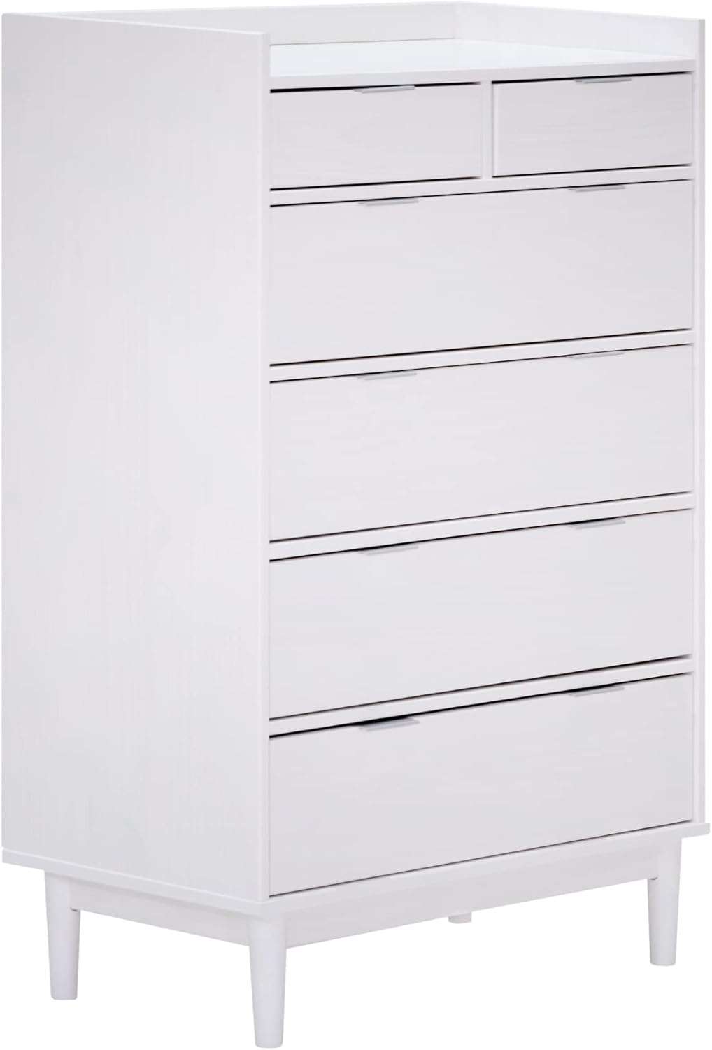 White Solid Wood Mid-Century Modern 6-Drawer Tall Dresser