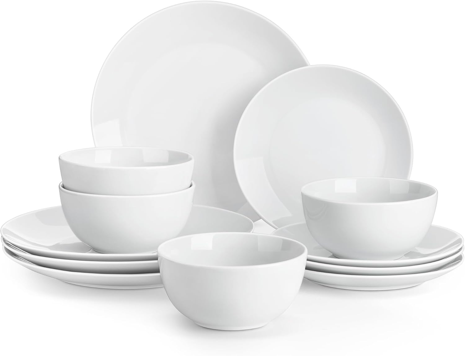 MALACASA 12-Piece Gourmet Porcelain Dinnerware Sets, White