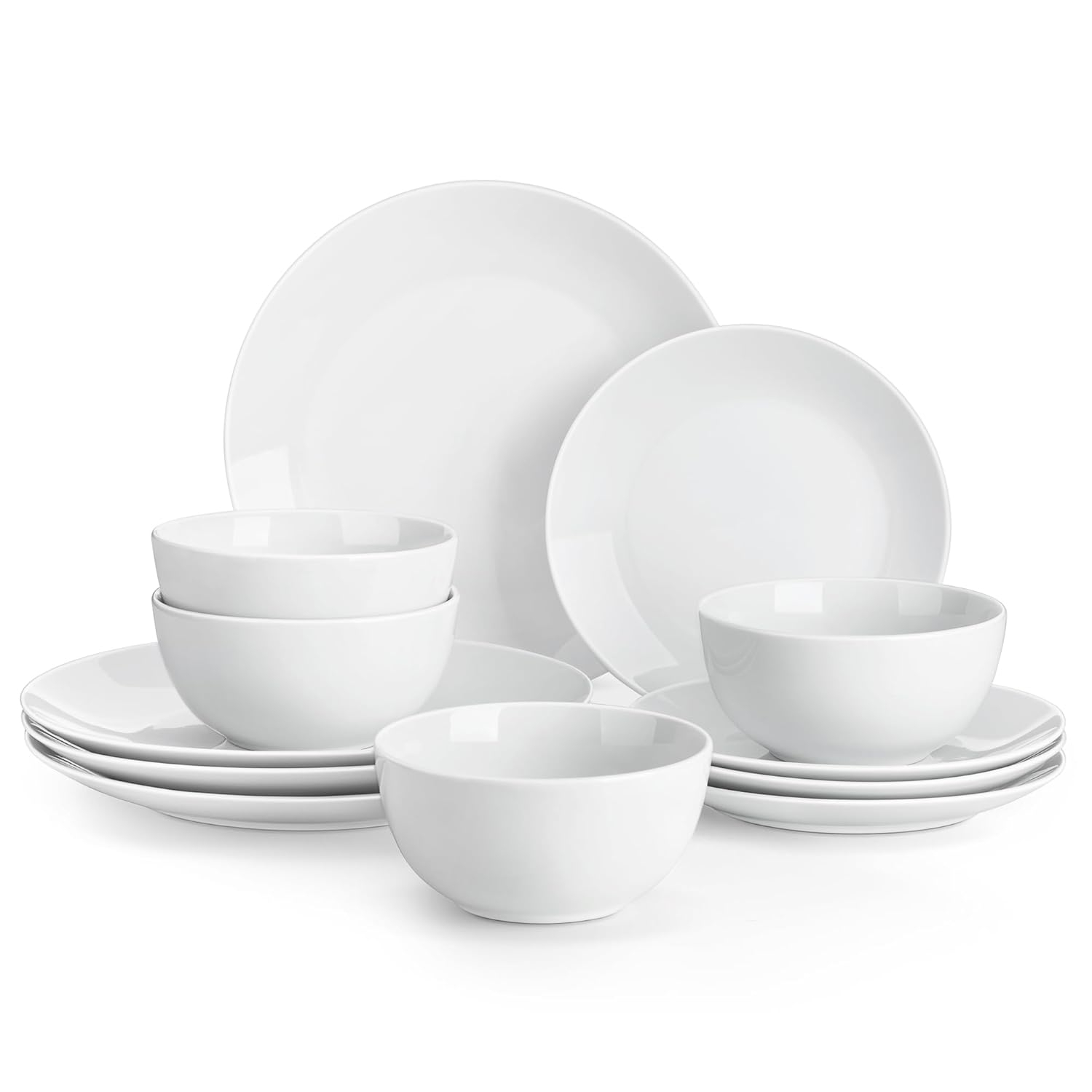 MALACASA 12-Piece Gourmet Porcelain Dinnerware Sets, White