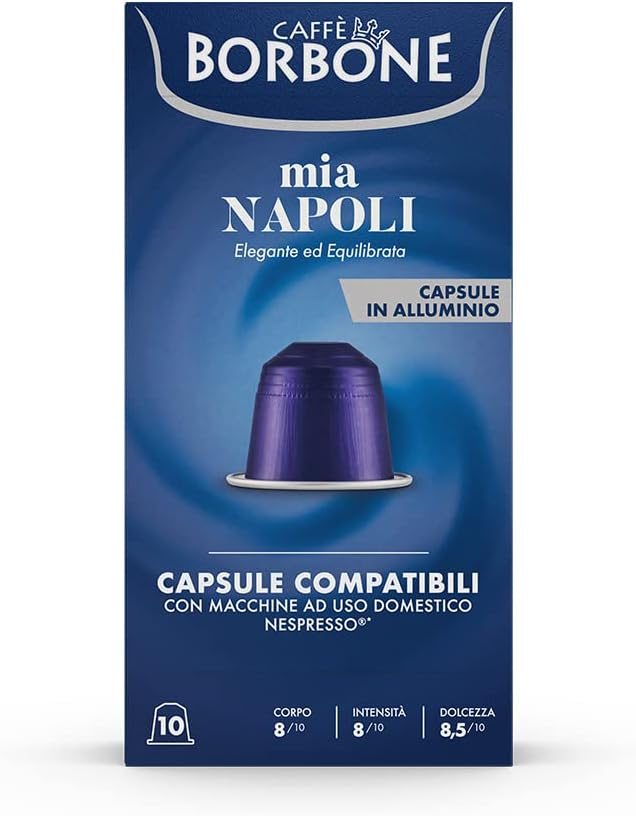 Caffe Borbone Nespresso Compatible Aluminum Coffee Pods, Mia Napoli, Genuine Italian Coffee, 100 Count (10 Packs of 10)