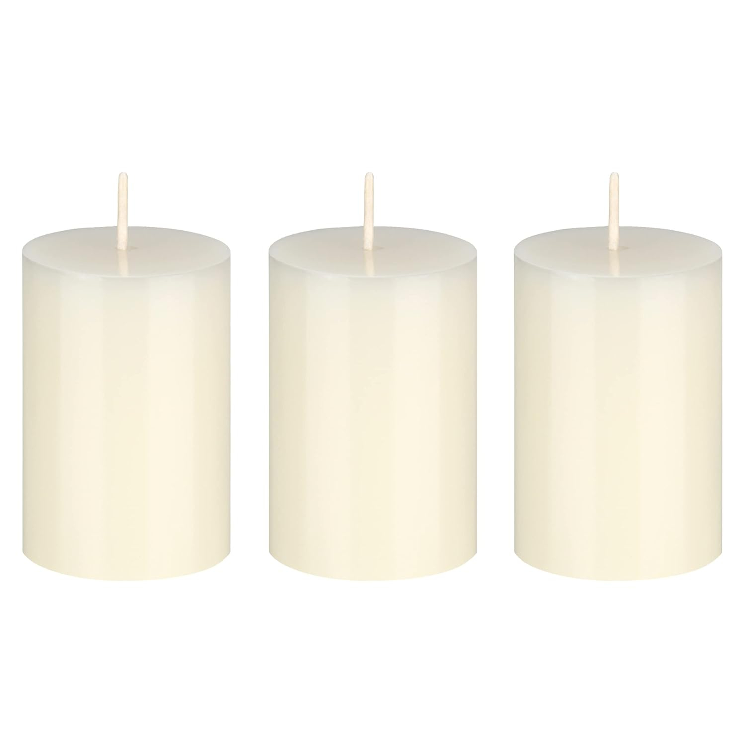 Mega Candles 3 pcs Unscented Ivory Round Pillar Candle, Hand Poured Premium Wax Candles 2 Inch x 3 Inch, Home Décor, Wedding Receptions, Baby Showers, Birthdays, Celebrations, Party Favors & More