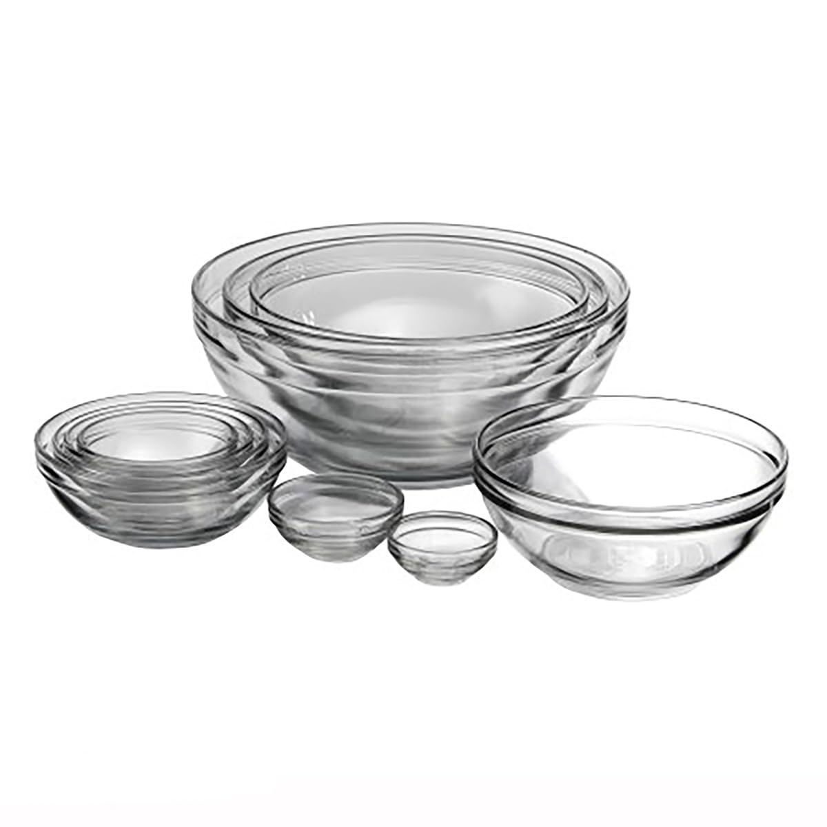 Anchor Hocking Glass Mixing Bowls, Set Of 10