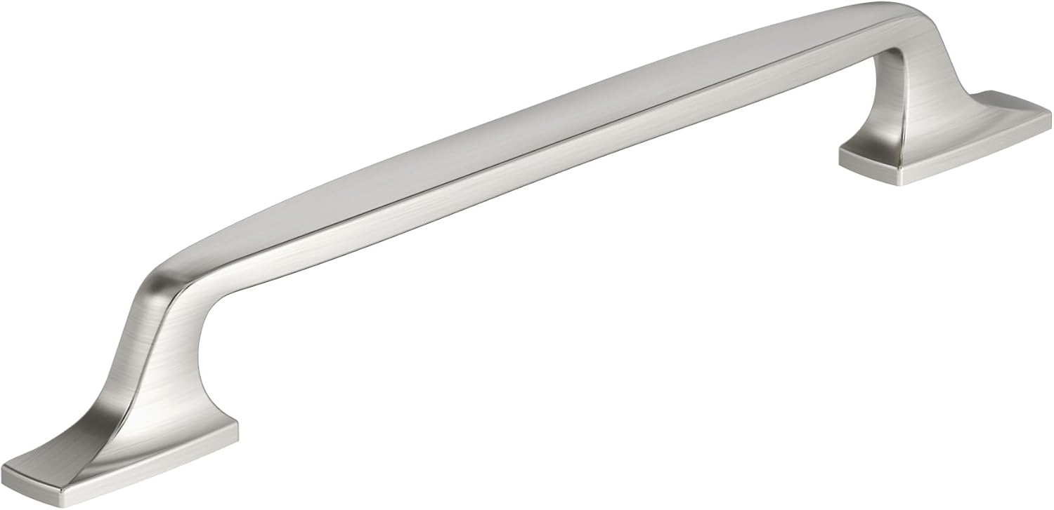 Amerock Highland Ridge 7-9/16 inch (192mm) Center-to-Center Satin Nickel Cabinet Pull