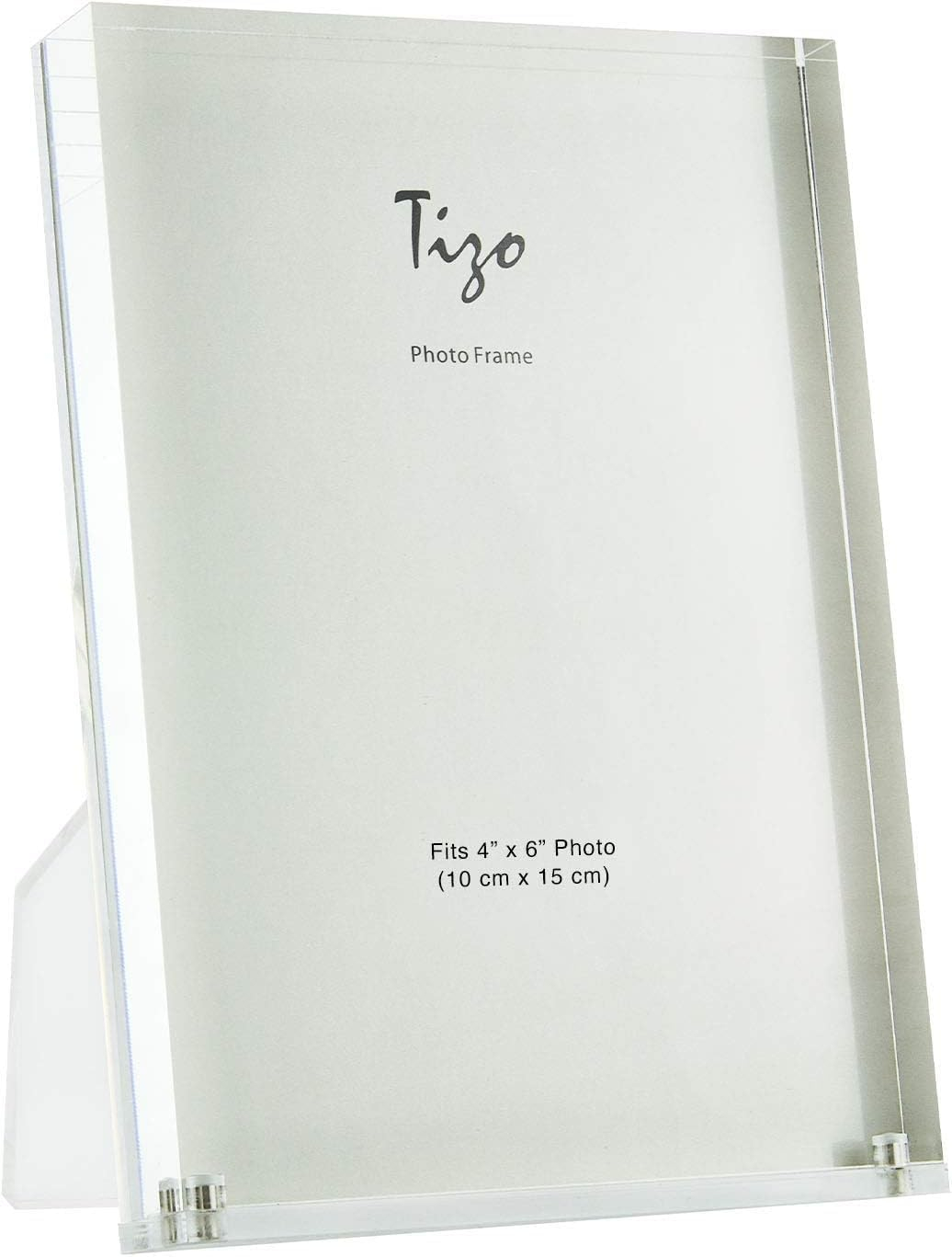 TIZO Design Horizontal 6x4 Lucite Picture Frame, Durable 1 Inch Thick Clear Lucite & Magnetic Closures, Elegant & Practical Boutique Quality Photo Frame (Multiple Colors Available)