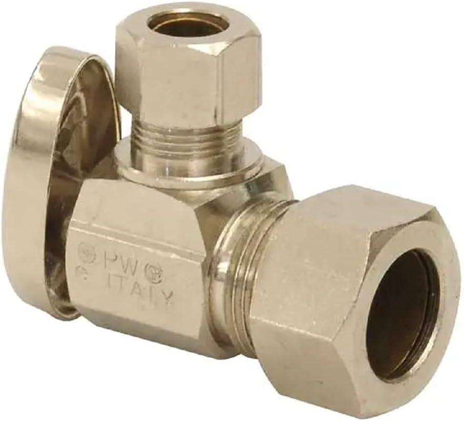 Brass Compression Angle Stop Valve for 1/2" PEX, Set of 10