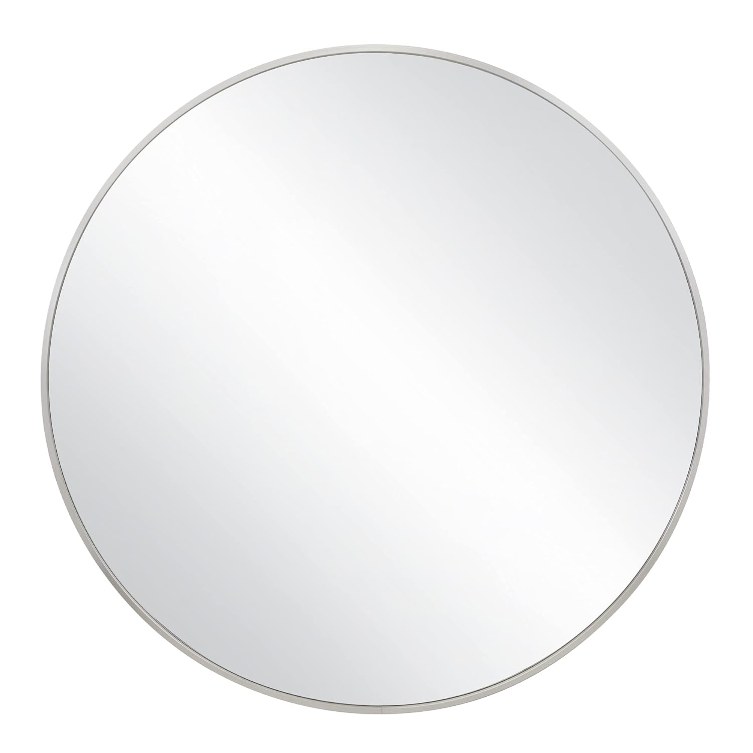 Kenna Round Wall Accent Mirror – 24-Inch, Modern Metal Framed – Living Room, Bedroom, Bathroom Vanity Mirror – Silver – Design House, 587188-SLV