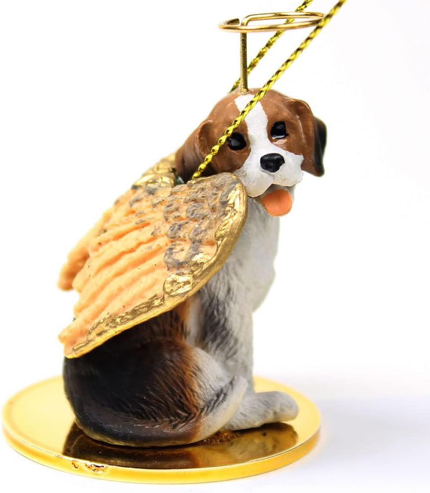 Beagle Angel Ornament with Gold Wings and Halo