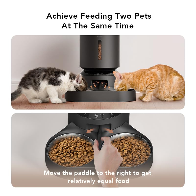 PETLIBRO Automatic Cat Feeder, WiFi Connected, Adjustable Meal Splitter, Fresh Food Storage, Multiple Pet Use, Stainless Steel
