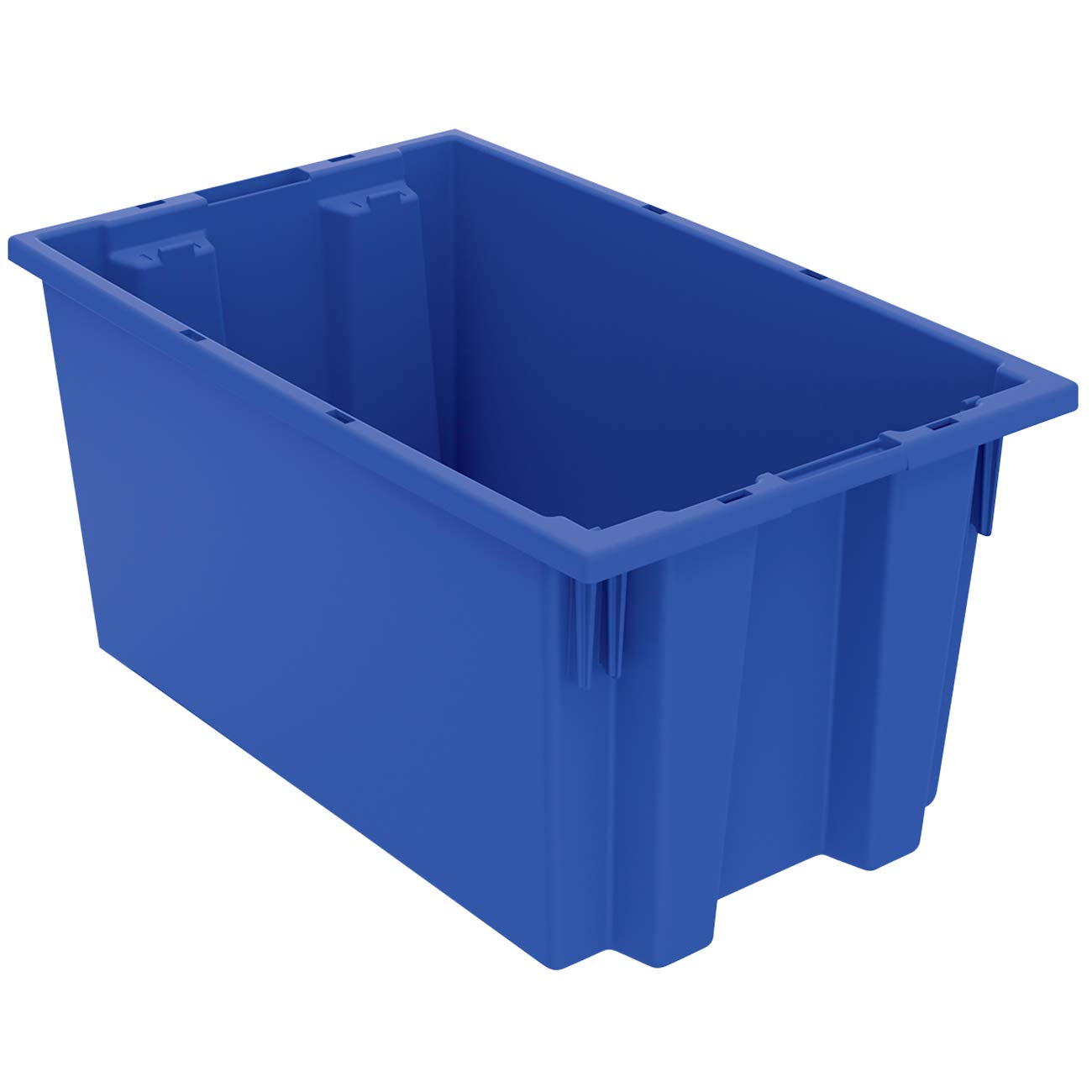 Blue 18-Inch Plastic Nest and Stack Storage Tote