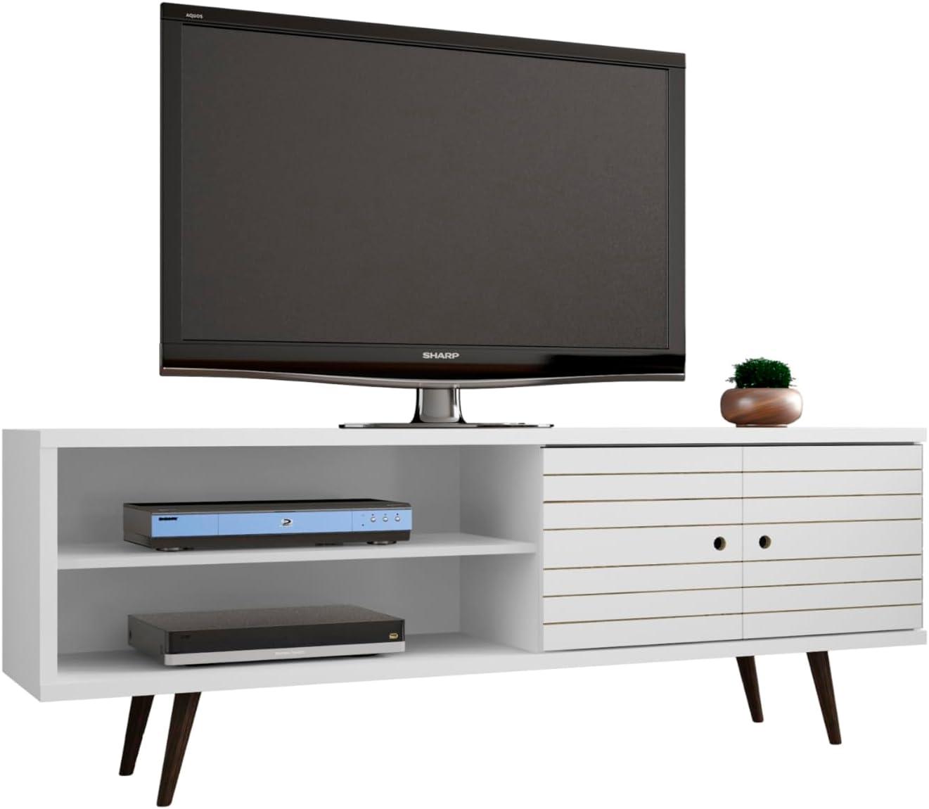 Manhattan Comfort Liberty 62.99 Inch Mid Century Modern Wood TV Stand with Legs