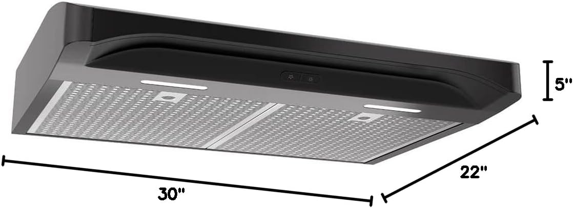 Broan ALT230BL Elite Atla 2 Black 30 inch Convertible Under-Cabinet Range Hood
