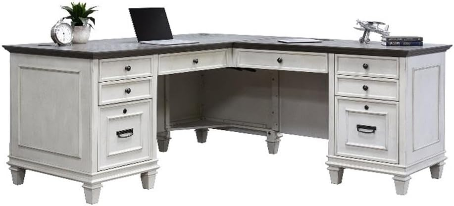 Hartford Wood L-Desk and Return Writing Table and return Office Desk White