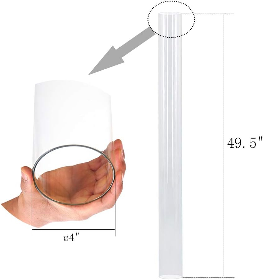 Patio Heater Glass Tube Replacement for 4-Sided Outdoot Patio Pyramid Heater，49.5 inch Tall