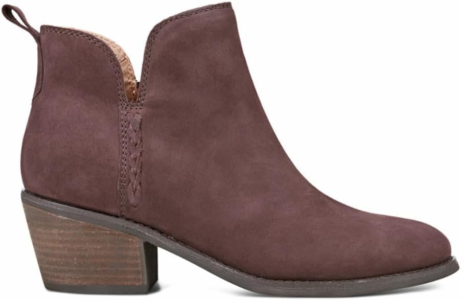 Earth Footwear, Marisole Block Heel Slip-on Casual Booties, Dark Red 600, 7.5 M