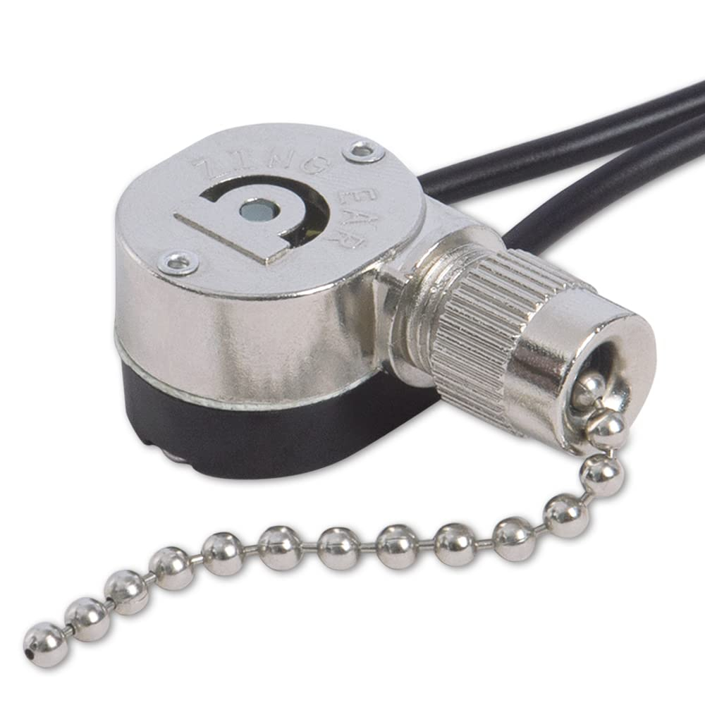Ceiling Fan Light Switch ZE-109m Metal Pull Chain Switch,Two Wire Fan Switch For Ceiling Fan Light Fixture Replacement Parts-Nickel