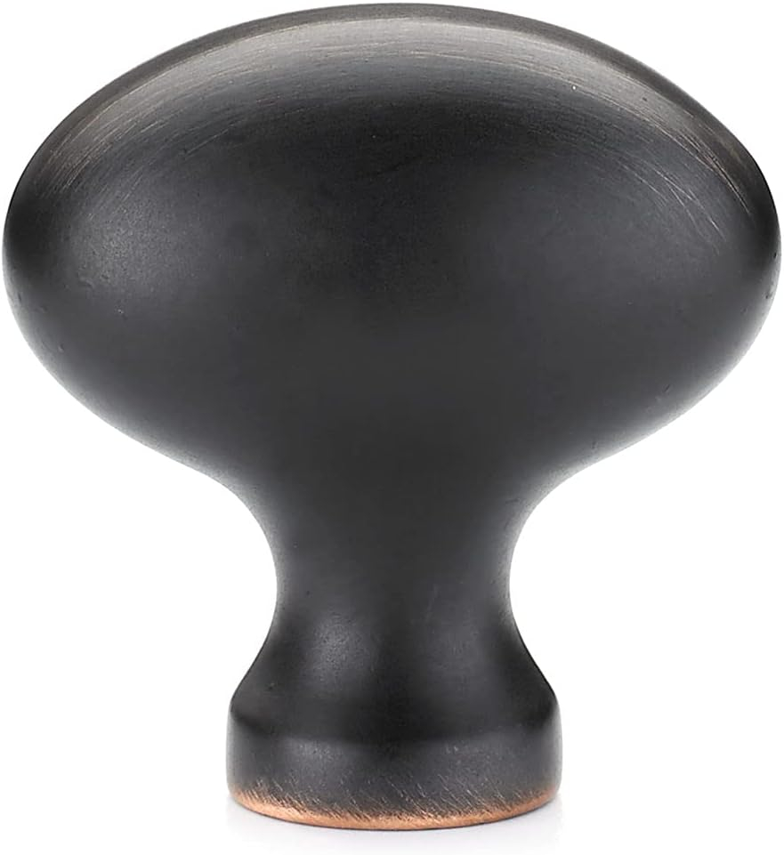 Richelieu Hardware BP444340BORB Olinville Collection 1 9/16-inch (40 mm) x 7/8-inch (22 mm) Brushed Oil-Rubbed Bronze Traditional Cabinet and Drawer Oval Knob for Kitchen, Bathroom, and Furniture