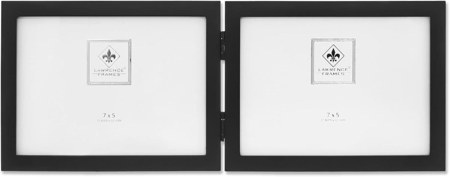 Lawrence Frames 5x7 Hinged Double (Horizontal) Black Wood Picture Frame - Gallery Collection 755575D