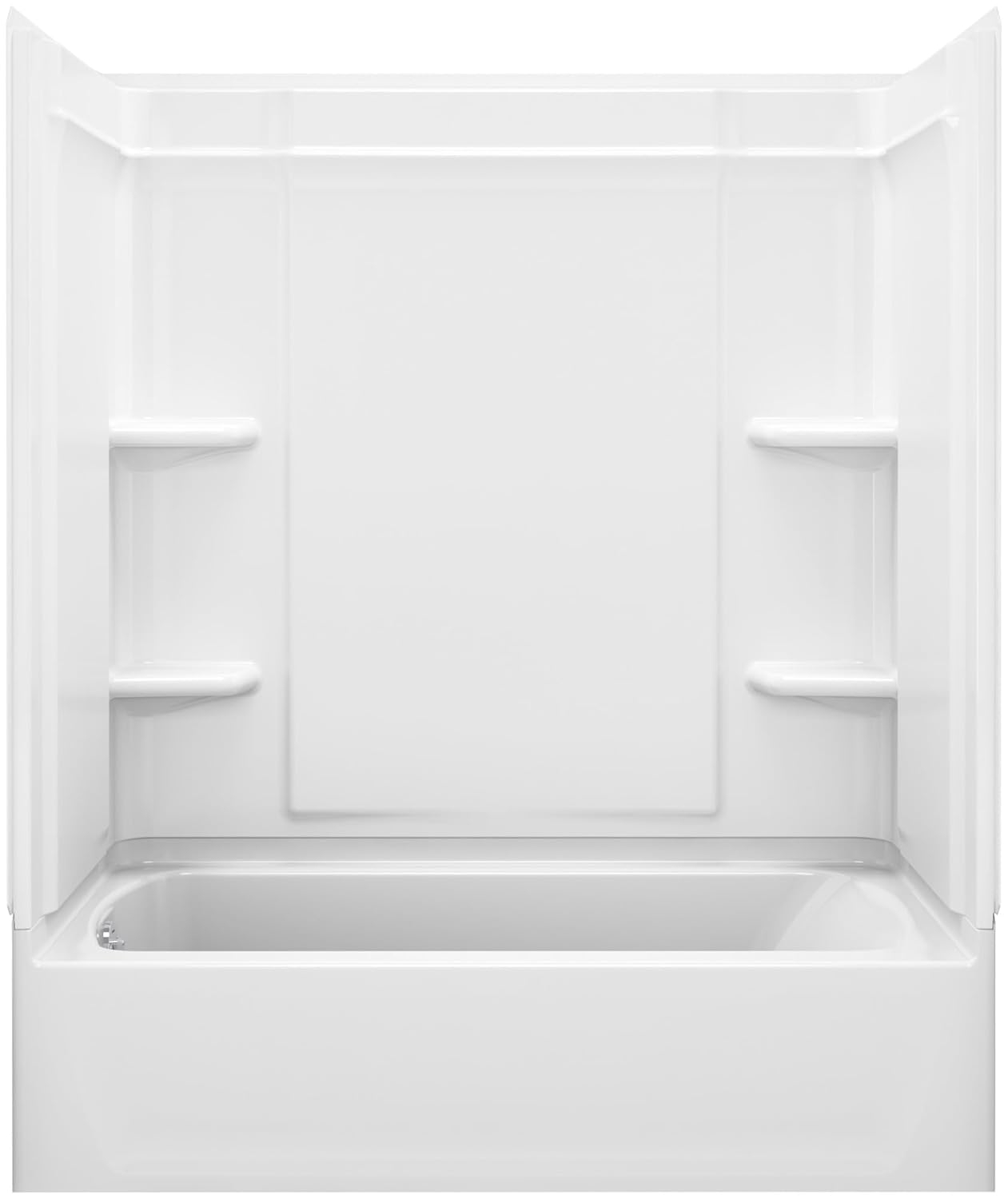 White Vikrell Bathtub Shower Combination Kit with Shelves