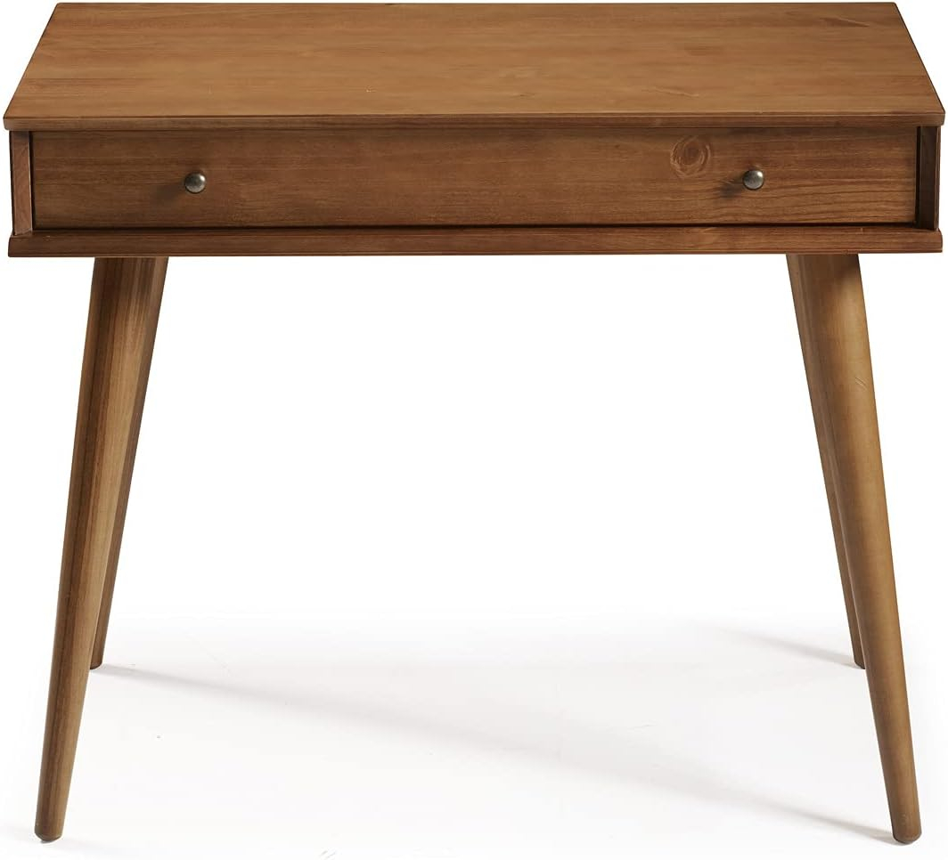 Camaflexi Mid Century Modern Desk Solid Wood Writing Table for Small Spaces, Brown