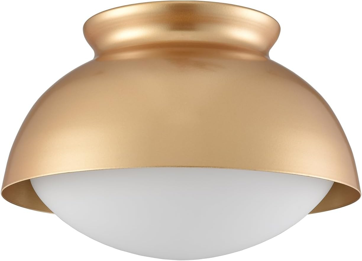 Tuscany Gold Semi Flush Mount Ceiling Light Vintage Close to Ceiling Light Fixture with Frosted Glass