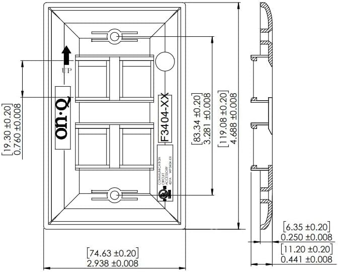 White Single Gang 4-Port Keystone Wall Plate