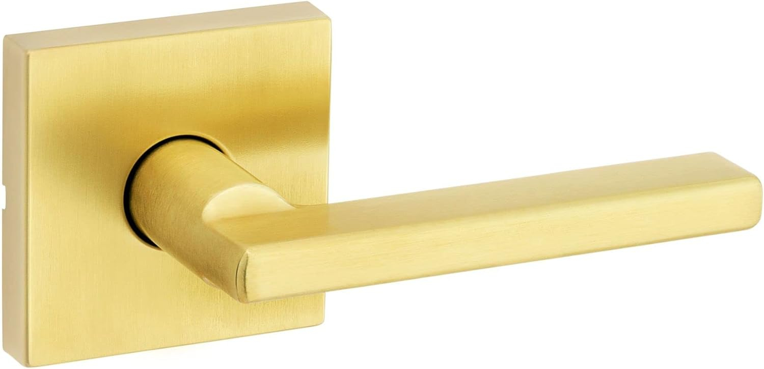 Kwikset Halifax Interior Passage Door Handle, Lever For Closet and Hallway Doors, Reversible Non-Locking Handle Lever, Satin Brass, with Microban Protection