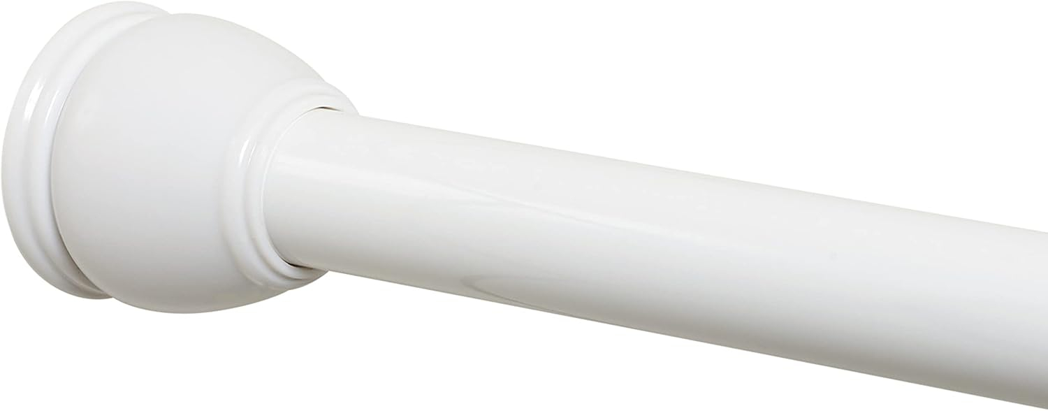 Zenna Home Rustproof Adjustable Tension Shower Curtain Rod, Adjusts from 26 to 76 Inches to Fit in Most Tubs and Showers, No Drilling Shower Rod, White