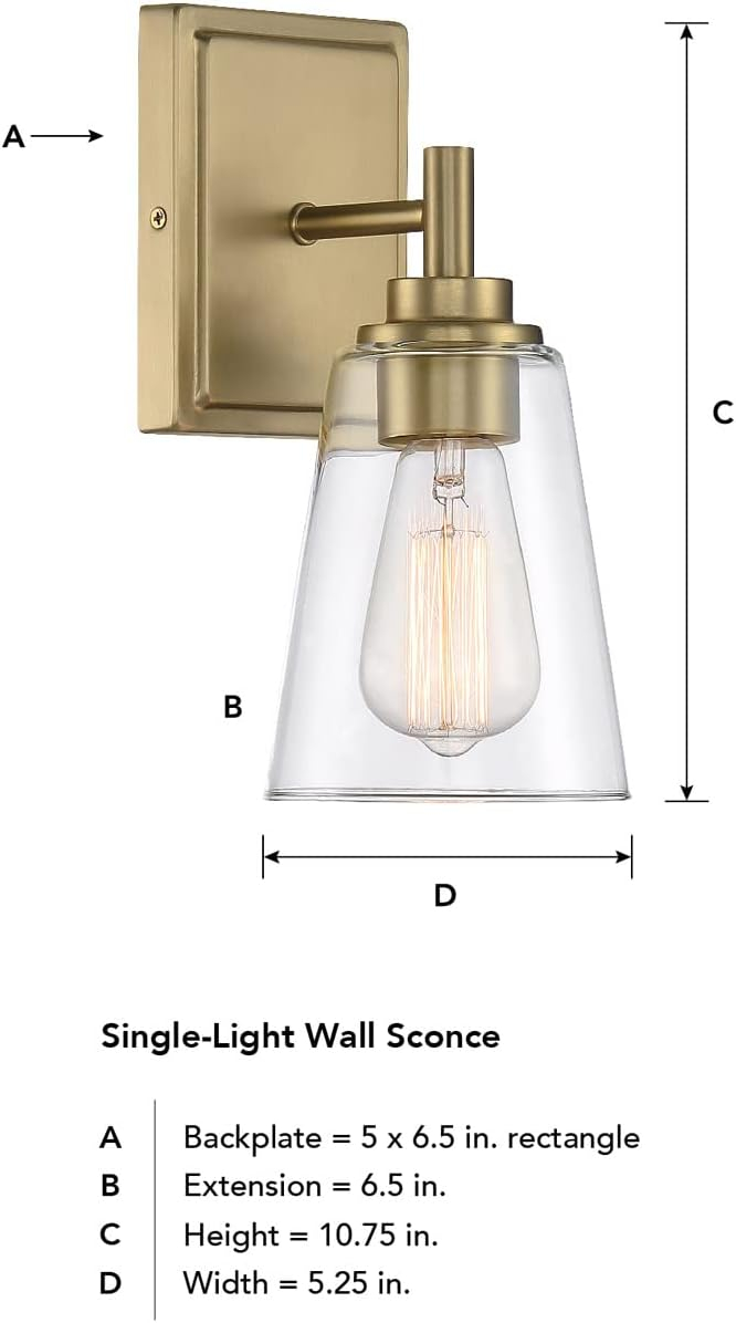 DESIGNERS FOUNTAIN Westin 1-Light Wall Sconce, Brushed Gold, 95701-BG