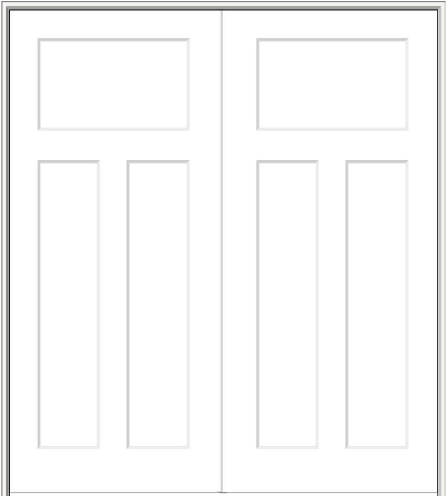 60 in. x 80 in. Smooth Craftsman Both Active Solid Core Primed Molded Composite Double Prehung Interior Door