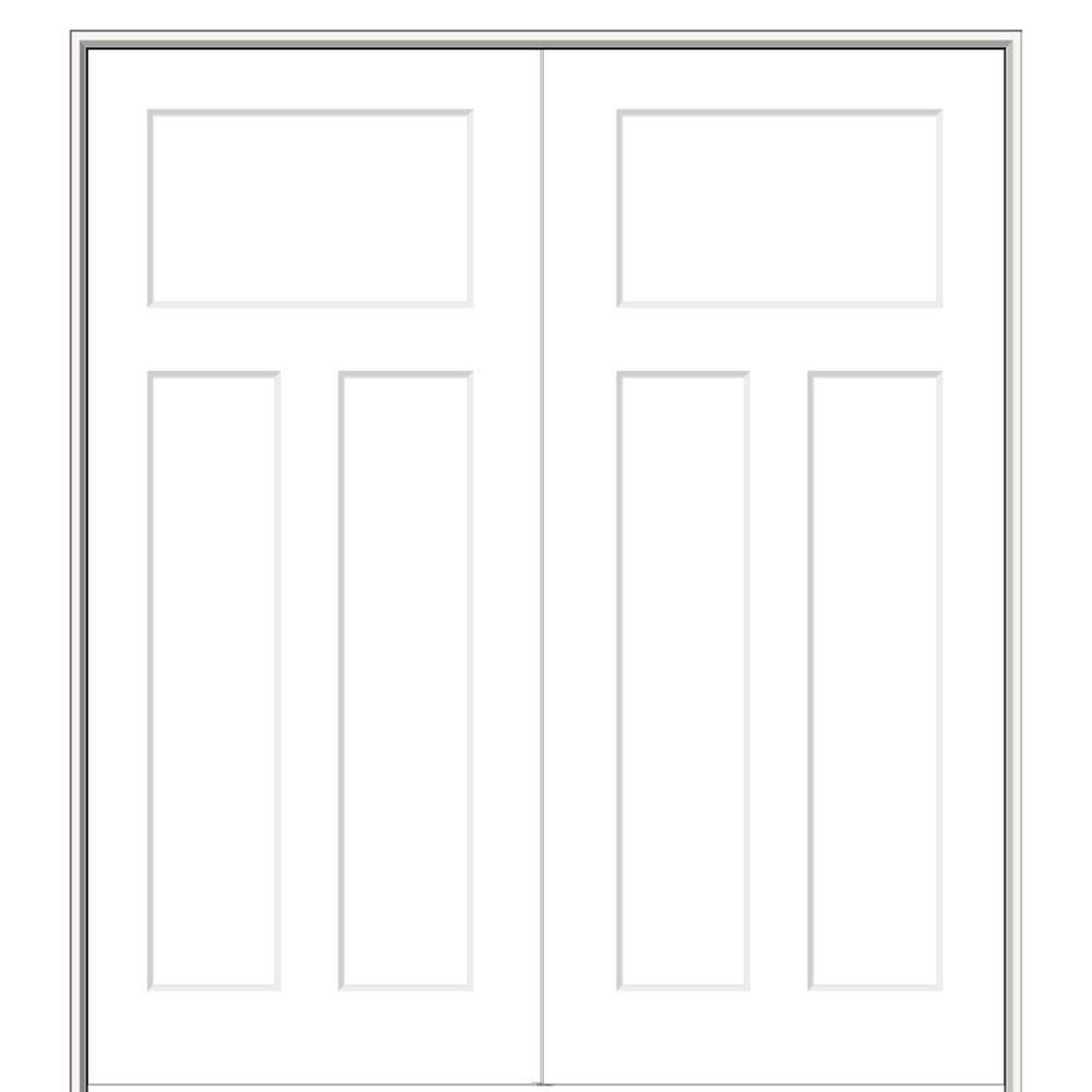 60 in. x 80 in. Smooth Craftsman Both Active Solid Core Primed Molded Composite Double Prehung Interior Door