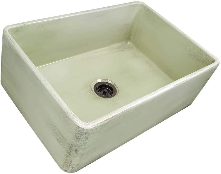 Shabby Green 30-Inch Farmhouse Fireclay Kitchen Sink