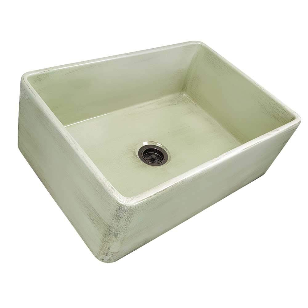 Shabby Green 30-Inch Farmhouse Fireclay Kitchen Sink