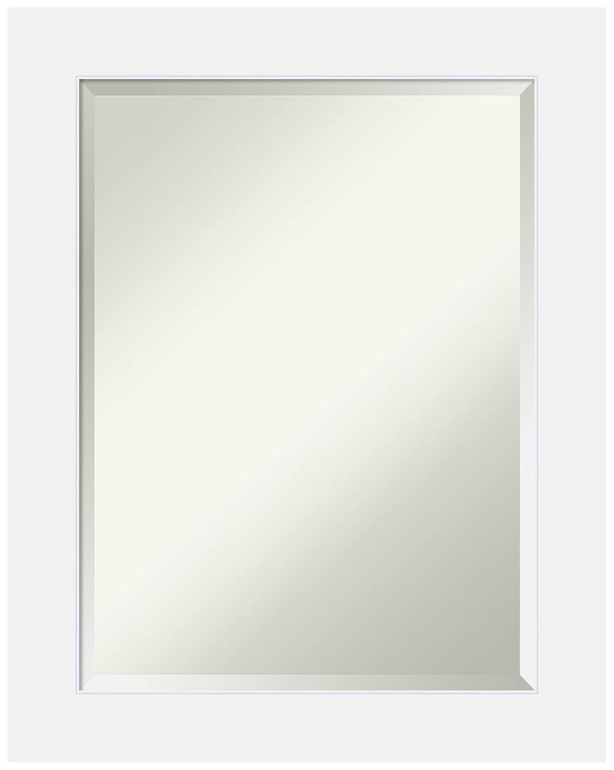 Corvino White Beveled Wood Frame Rectangular Wall Mirror