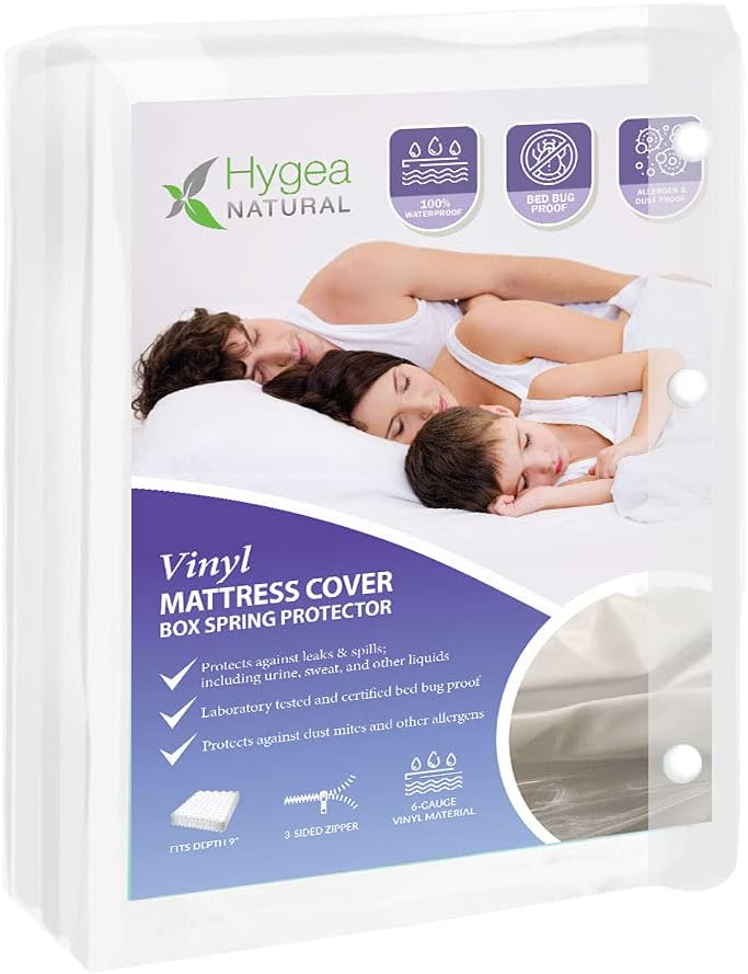 Natural Tear-Free Heavy Duty Vinyl Mattress Cover (Crib) - Waterproof, Anti-Bed Bug and Allergen-proof, Zippered Encasement - 28" x 52" x 6" Deep - Durable Protection for Hospitals & Homes