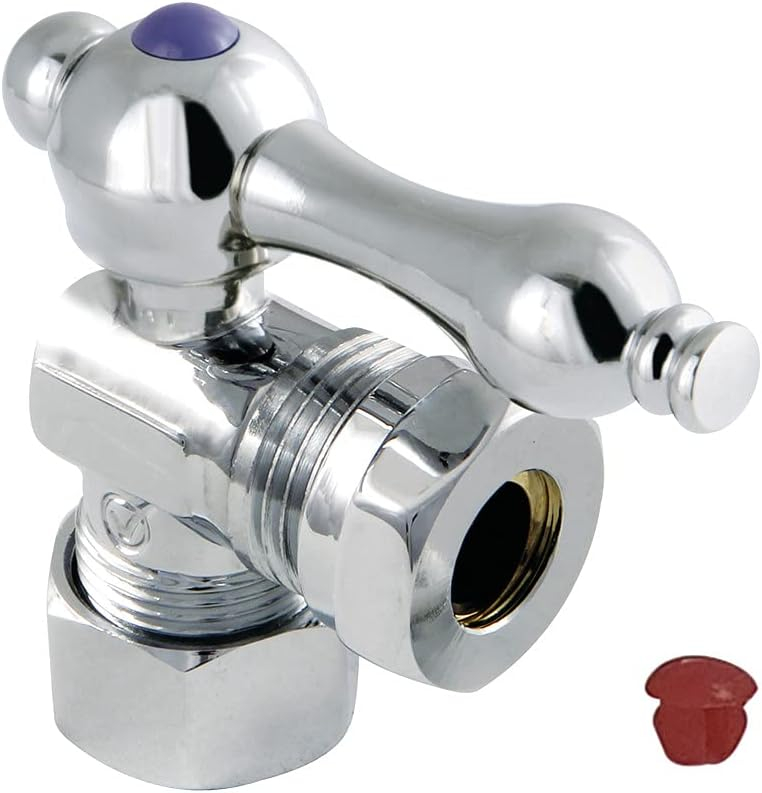 Kingston Brass CC54301 5/8" OD Comp x 1/2" or 7/16" Slip Joint Angle Stop Valve, Polished Chrome