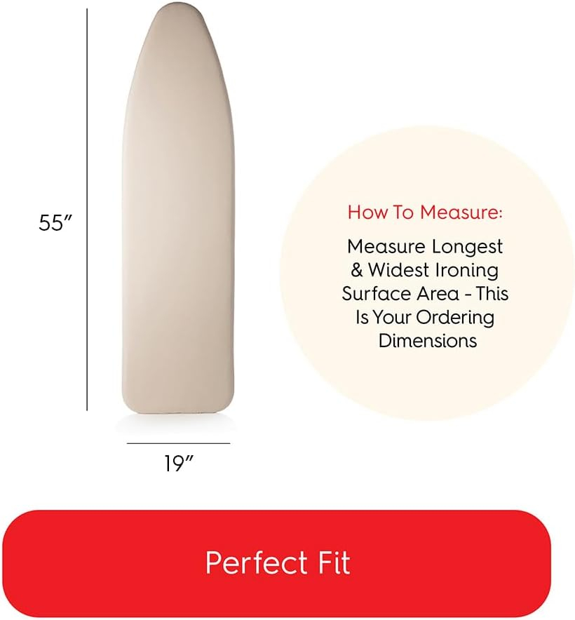 Eco-Friendly Beige Cotton and Wool Ironing Board Cover 19 x 55