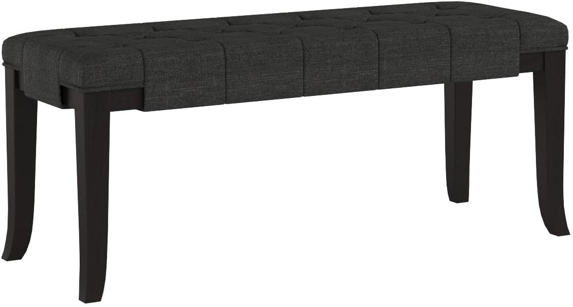 Roundhill Furniture Linon Fabric Tufted Ottoman Bench, Grey