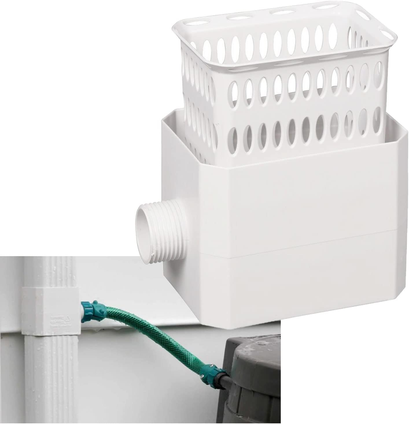 White PVC Rainwater Colander for Downspouts