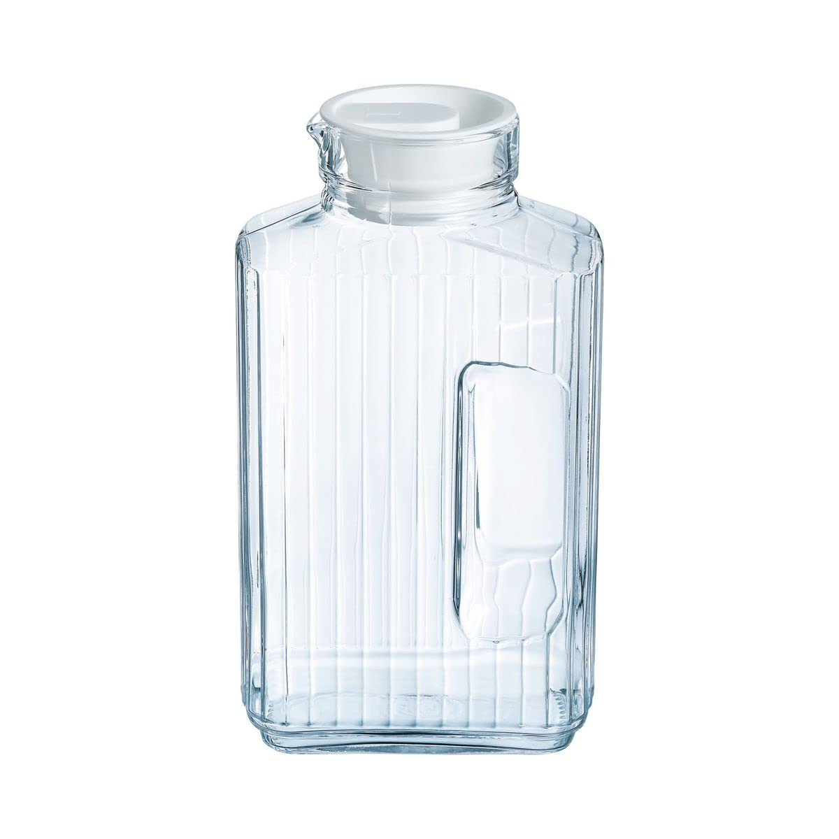 Luminarc Quadro 2-Liter Glass Pitcher with Lid, 67.5 Ounce, Clear/White