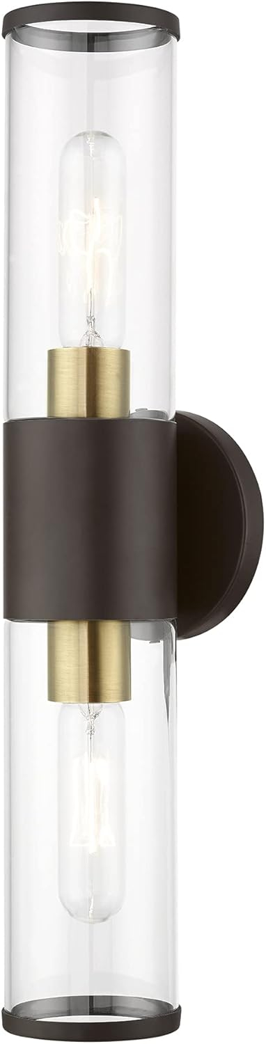 Livex Lighting Banca 2-Light Metal & Glass ADA Vanity Sconce in Bronze