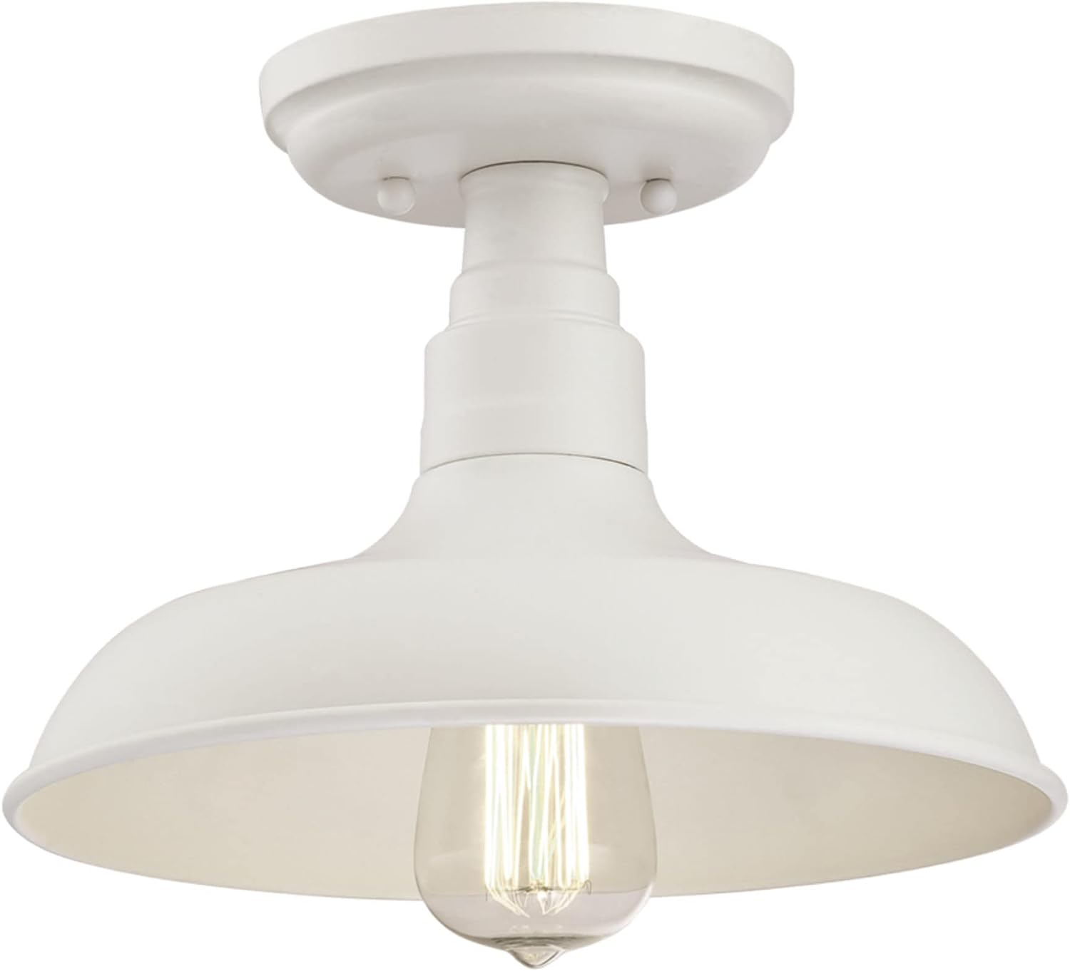 Design House Kimball 1-Light Indoor Semi-Flush Mount Ceiling Light w/ Metal Shade in Antique White
