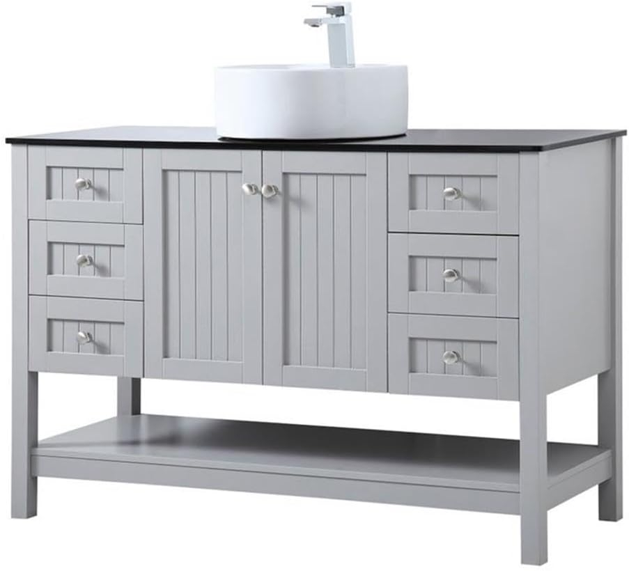 Elegant Decor Ralph 48" MDF Wood and Steel Vessel Sink Bathroom Vanity in Gray