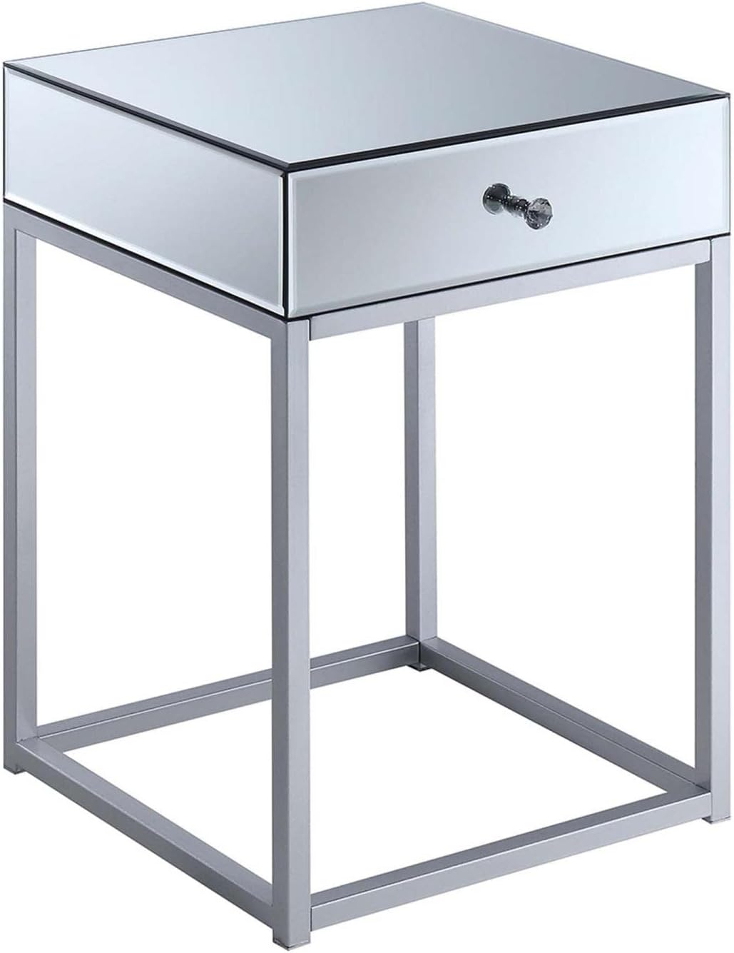 Convenience Concepts Reflections 1 Drawer End Table, Mirror/Silver