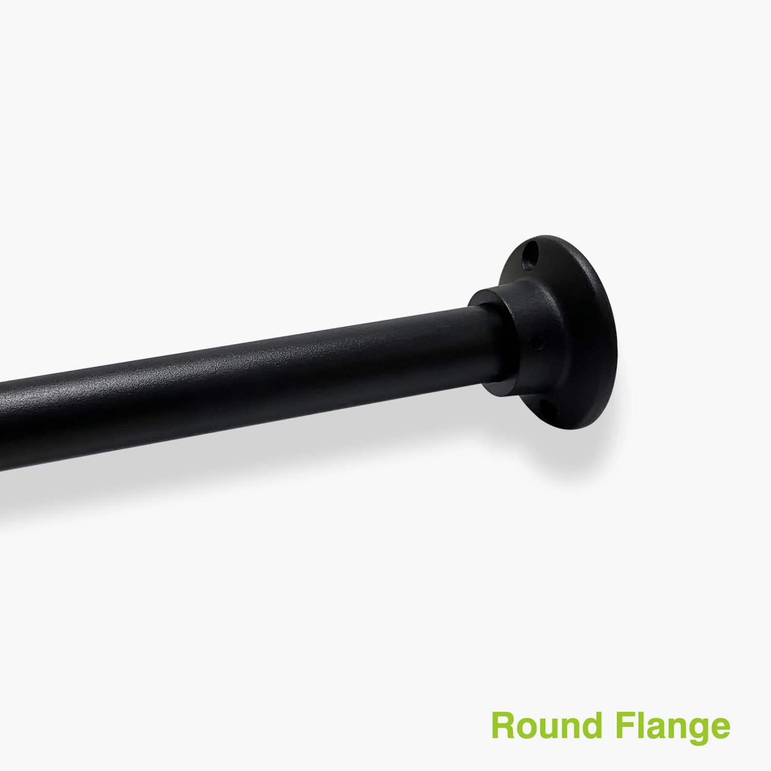 Naiture Straight Shower Curtain Rod Round Flanges, Zinc Alloy, Set of 2, Black Finish