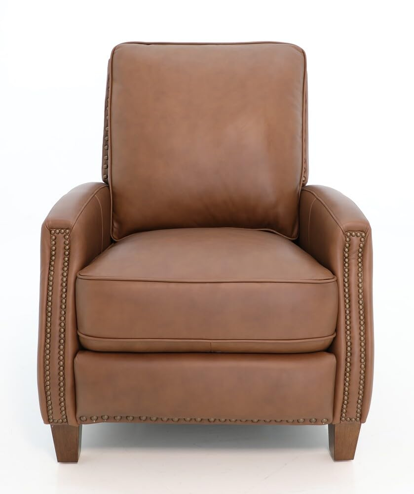 Melrose Brown Leather Recliner with Distressed Wood Legs