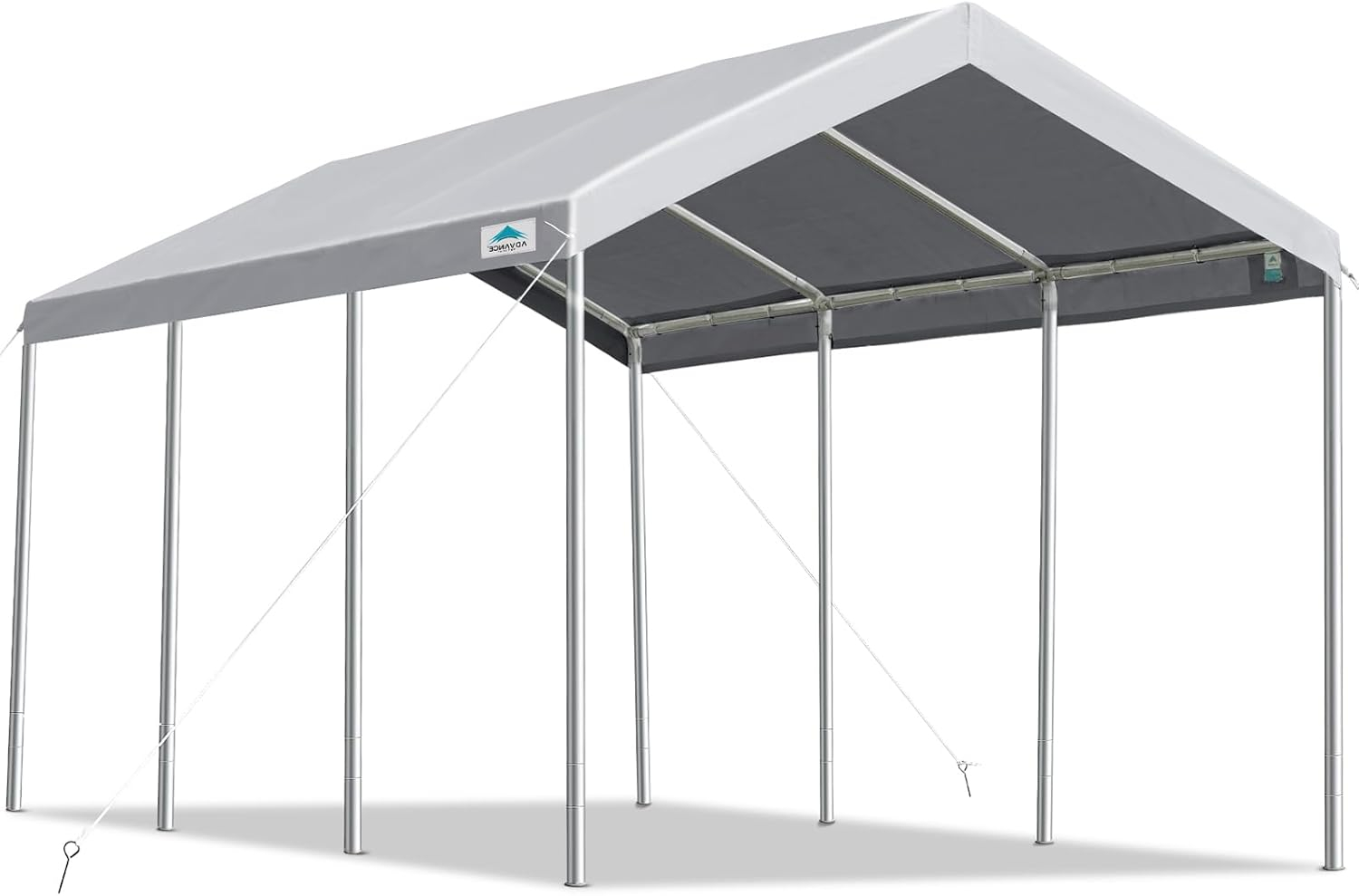 ADVANCE OUTDOOR 10 ft x 20 ft x 11 ft Car Canopy Garage Boat Shelter Gray Carports