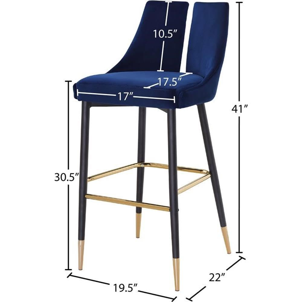Meridian Furniture Sleek Navy Velvet Stool (Set of 2)